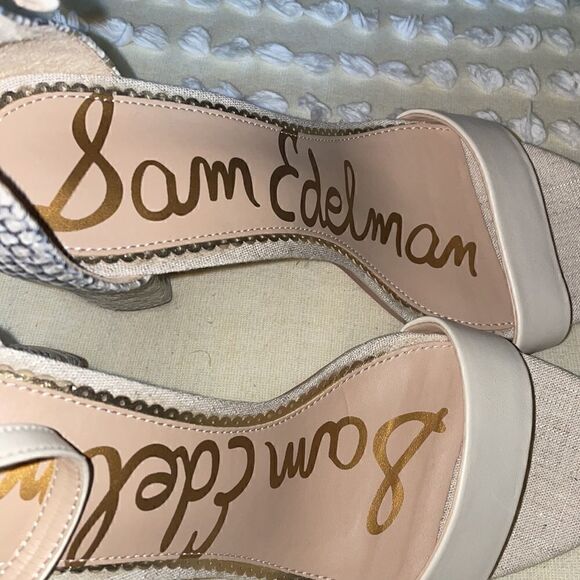 Sam Edelman Yaro Snakeskin Block Heel Open Toe Ankle Buckle Strap Sandals Pumps - Picture 6 of 8